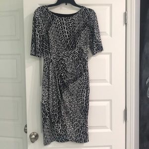 Striking Animal Print Faux Wrap Dress